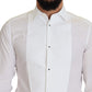 Dolce & Gabbana White Formal Cotton Tuxedo Dress GOLD Shirt