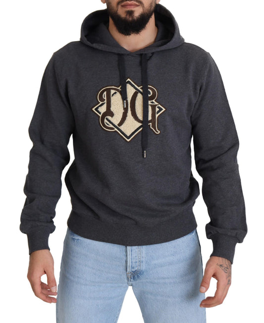 Dolce & Gabbana Gray Logo Cotton Hooded Sweatshirt Sweater