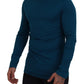 Dolce & Gabbana Blue Cotton Collared Slim Pullover Sweater