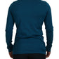 Dolce & Gabbana Blue Cotton Collared Slim Pullover Sweater