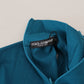 Dolce & Gabbana Blue Cotton Collared Slim Pullover Sweater