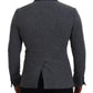 Dolce & Gabbana Gray Wool Roses Slim Fit Jacket Blazer