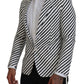 Dolce & Gabbana White Black Striped Slim Fit Jacket Blazer