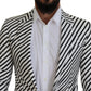 Dolce & Gabbana White Black Striped Slim Fit Jacket Blazer