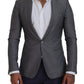 Dolce & Gabbana Gray Wool Silk Slim Fit Jacket Blazer