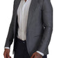 Dolce & Gabbana Gray Wool Silk Slim Fit Jacket Blazer