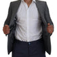 Dolce & Gabbana Gray Wool Silk Slim Fit Jacket Blazer