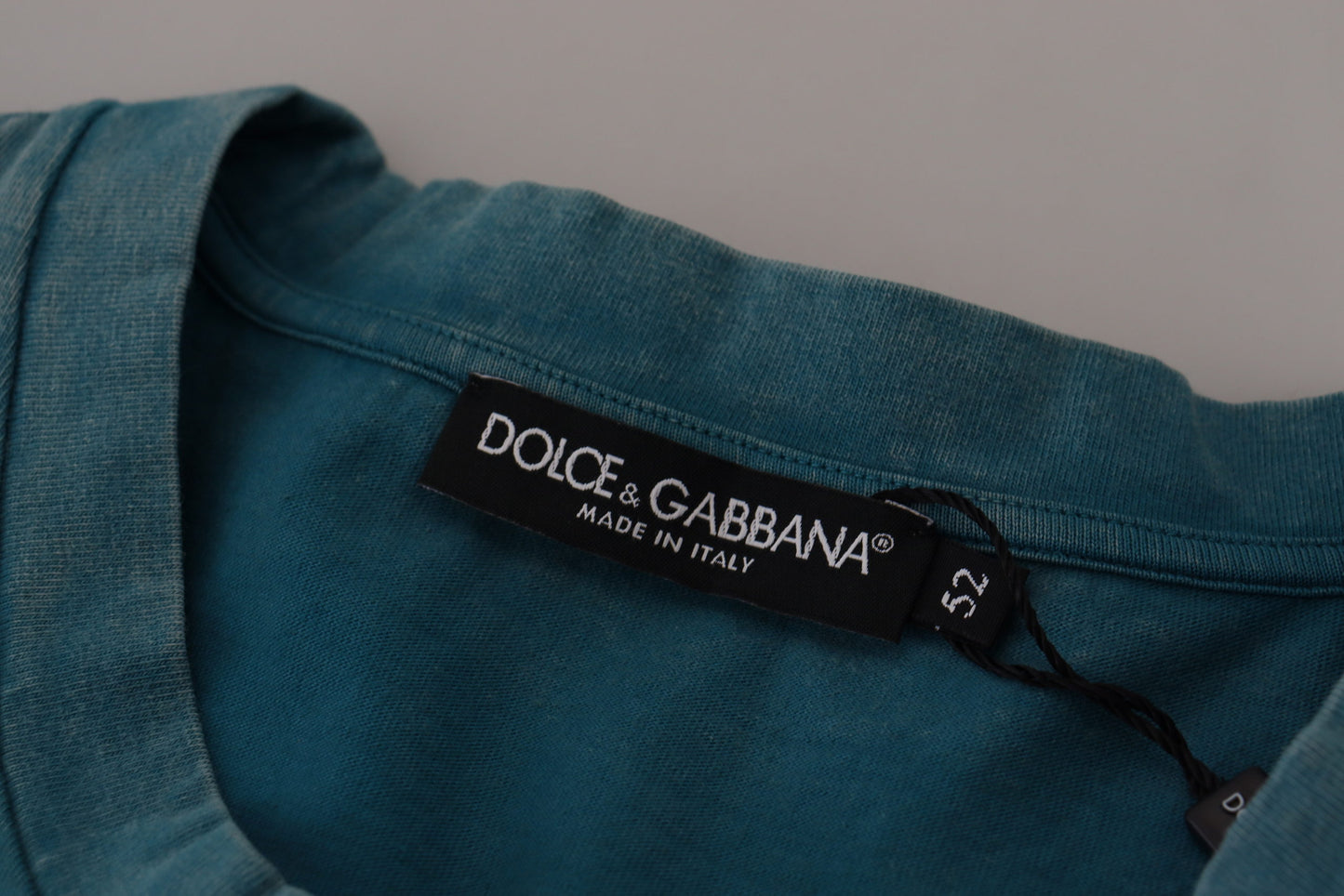 Dolce & Gabbana Blue Logo Print Crewneck Cotton T-shirt