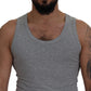 Dolce & Gabbana Gray Cotton Sleeveless Logo Men T-shirt