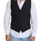 Dolce & Gabbana Black Wool Stretch Waistcoat Formal Vest