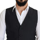 Dolce & Gabbana Black Wool Stretch Waistcoat Formal Vest