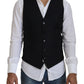 Dolce & Gabbana Black Wool Stretch Waistcoat Formal Vest