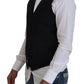 Dolce & Gabbana Black Wool Stretch Waistcoat Formal Vest