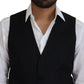 Dolce & Gabbana Black Wool Stretch Waistcoat Formal Vest