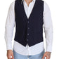 Dolce & Gabbana Dark Blue Wool Stretch Waistcoat Formal Vest