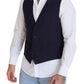 Dolce & Gabbana Dark Blue Wool Stretch Waistcoat Formal Vest