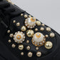 Dolce & Gabbana Black Leather Trekking Derby Embellished Shoes