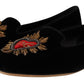 Dolce & Gabbana Black DG Sacred Heart Patch Slip On Flat Shoes