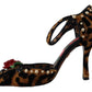 Dolce & Gabbana Brown Embellished Leopard Print Heels Shoes