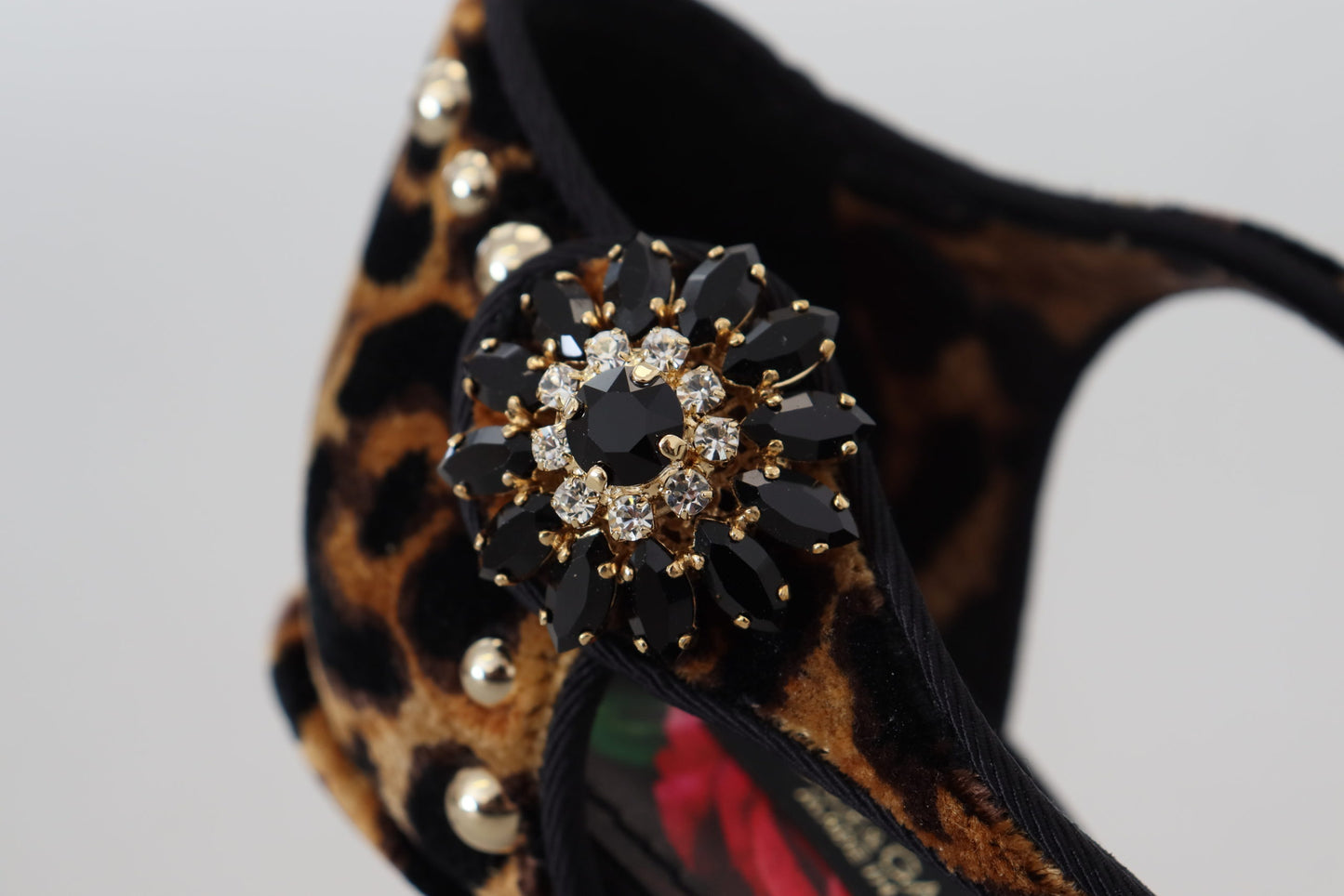 Dolce & Gabbana Brown Embellished Leopard Print Heels Shoes