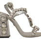 Dolce & Gabbana Silver Crystals Strap Buckle High Heel Sandals