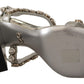 Dolce & Gabbana Silver Crystals Strap Buckle High Heel Sandals