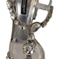 Dolce & Gabbana Silver Crystals Strap Buckle High Heel Sandals