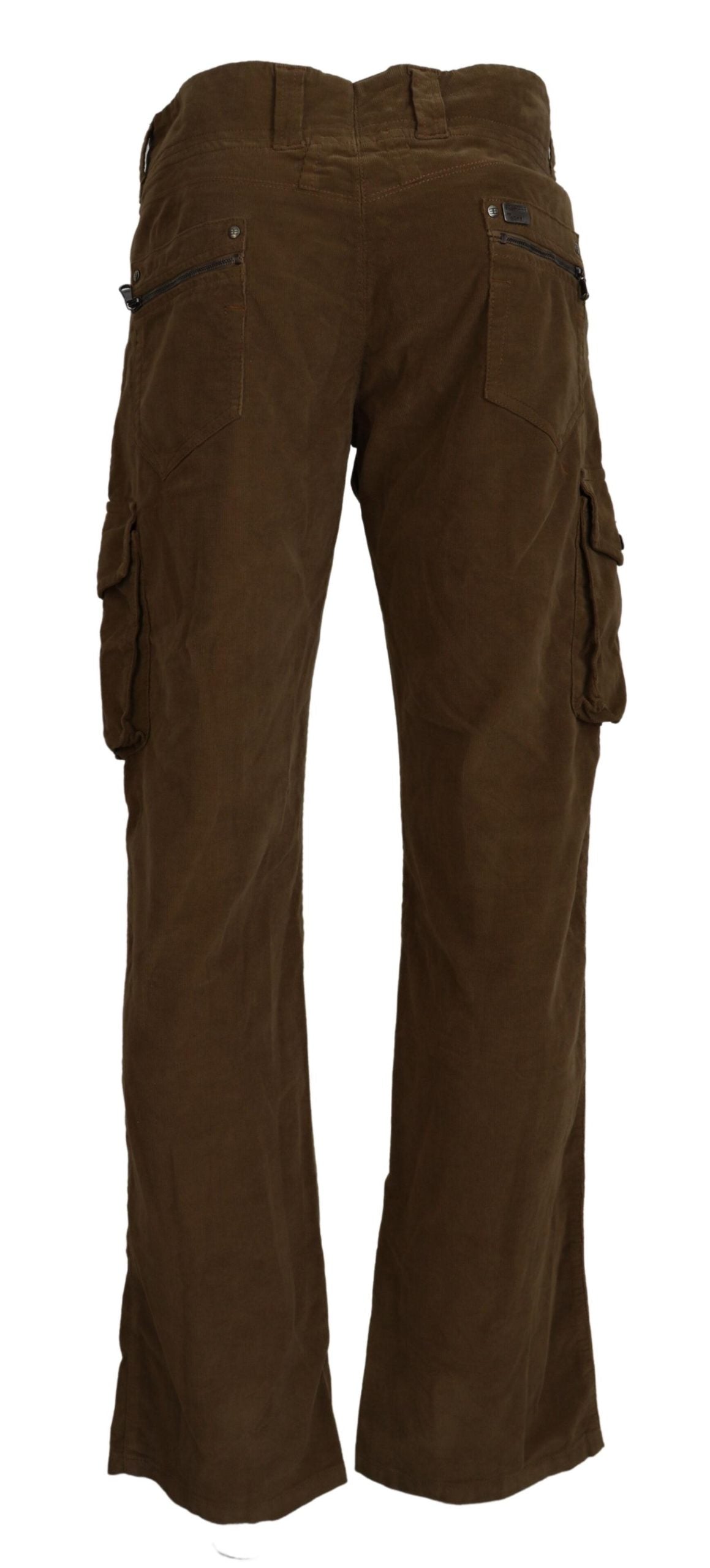 Ermanno Scervino Brown Cotton Corduroy Cargo Pants