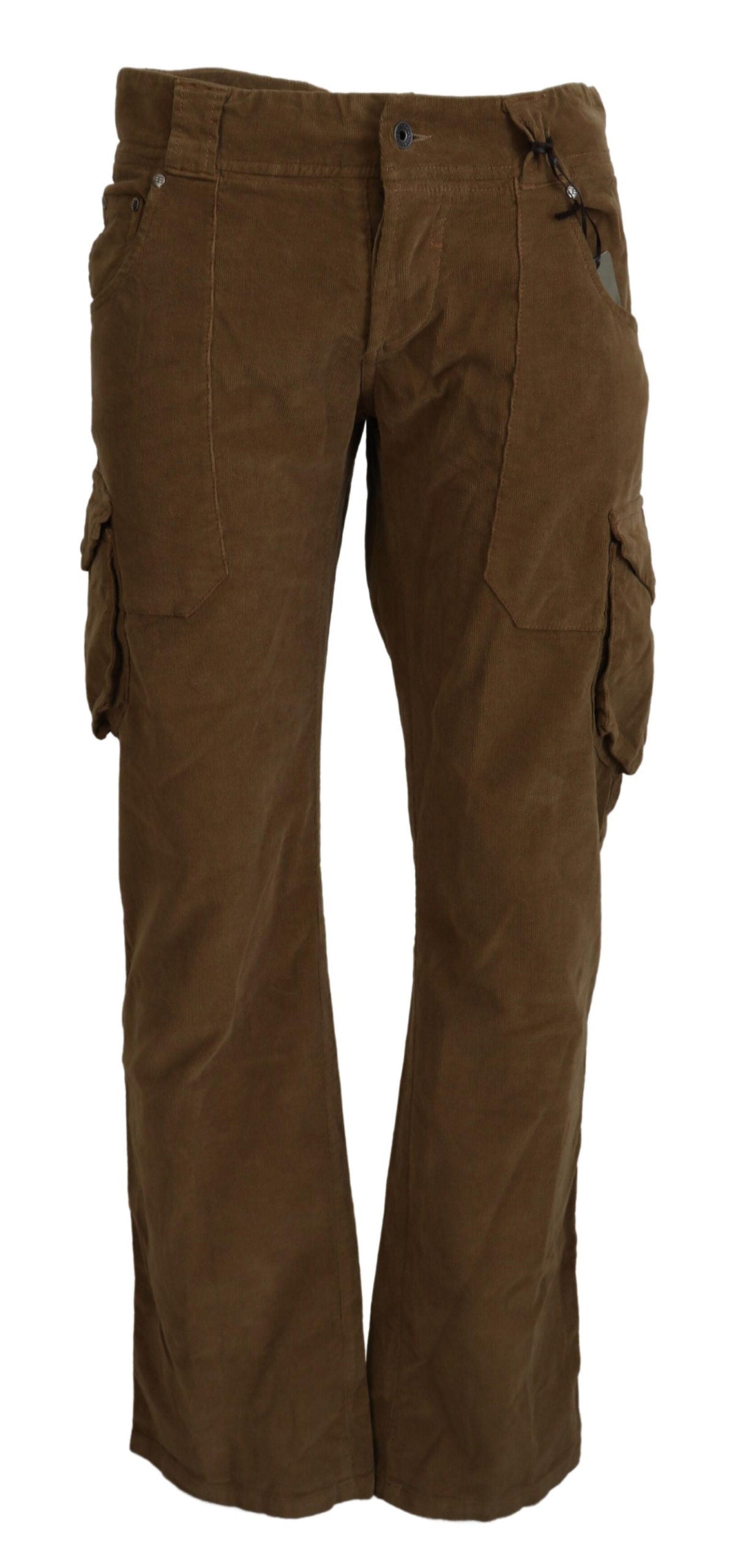 Ermanno Scervino Brown Cotton Corduroy Cargo Pants