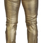 Dolce & Gabbana Gold Cotton Tattered Skinny Men Denim Jeans