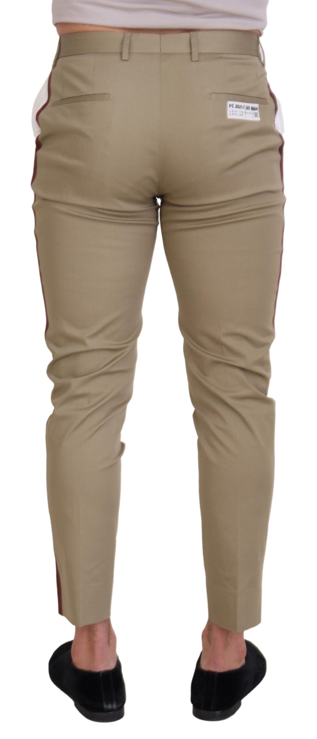 Dolce & Gabbana White Brown Slim Fit Chino Pants