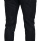 Dolce & Gabbana Black Wool Striped Chino Pants