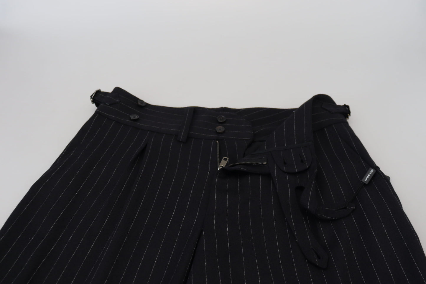 Dolce & Gabbana Black Wool Striped Chino Pants