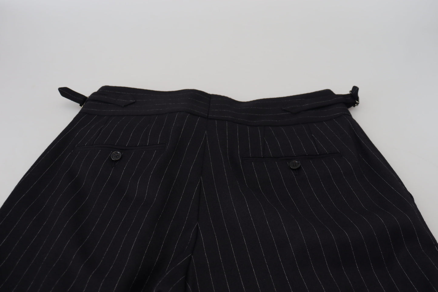 Dolce & Gabbana Black Wool Striped Chino Pants