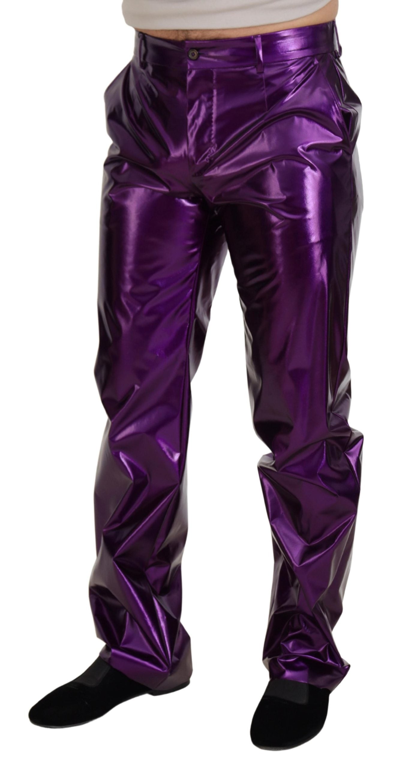 Dolce & Gabbana Purple Shining Men Casual Pants