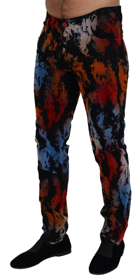 Dolce & Gabbana Multicolor Cotton Tie Dye Skinny Denim Jeans