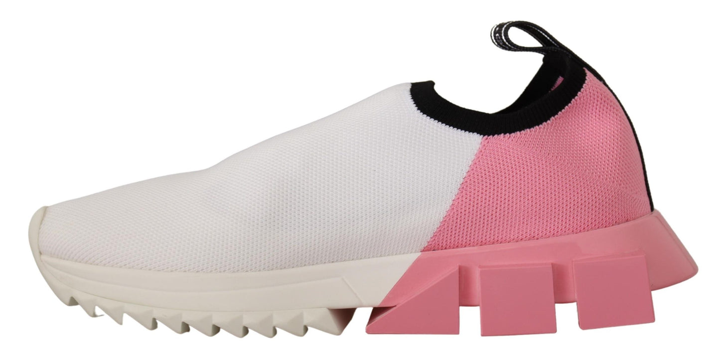 Dolce & Gabbana Pink White Logo Womens Sorrento Sneakers