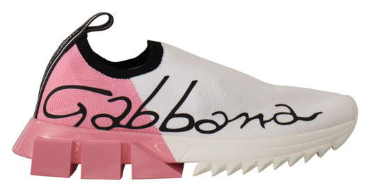 Dolce & Gabbana Pink White Logo Womens Sorrento Sneakers