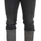 Dolce & Gabbana Gray Cotton Checkered Leg Men Denim Jeans