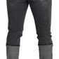 Dolce & Gabbana Gray Cotton Checkered Leg Men Denim Jeans