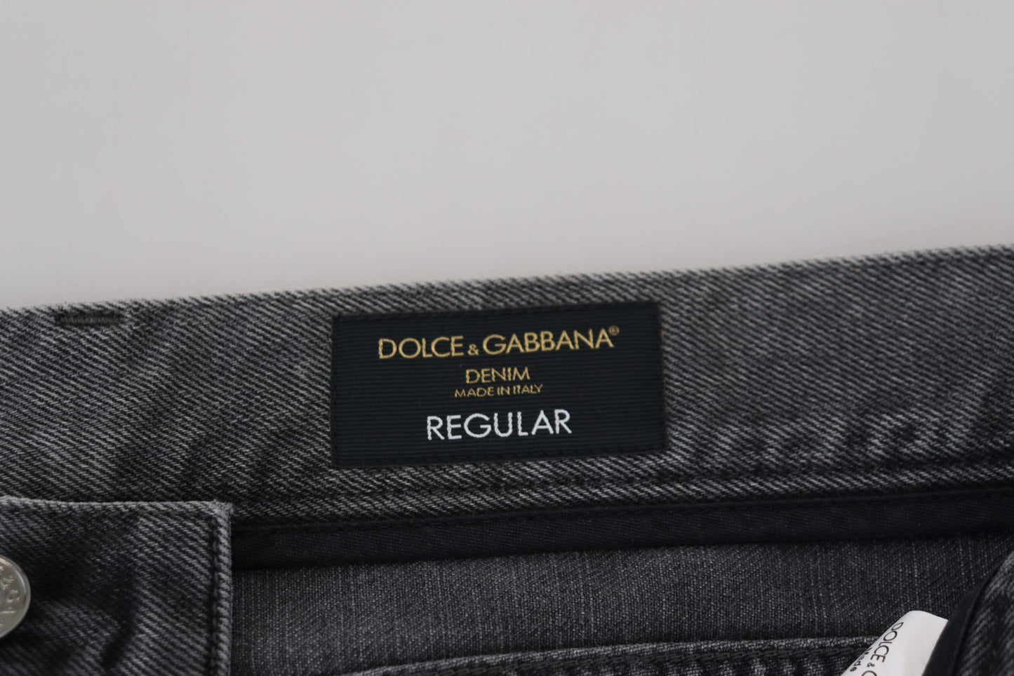 Dolce & Gabbana Gray Cotton Checkered Leg Men Denim Jeans