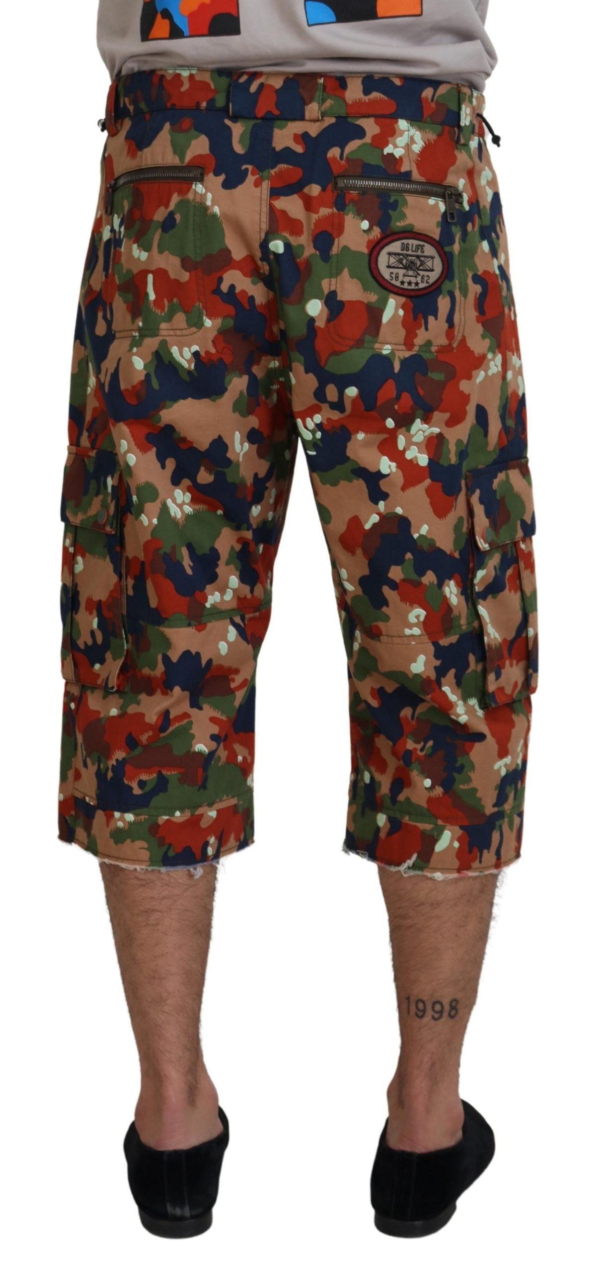 Dolce & Gabbana Multicolor Cotton Camouflaged Cargo Shorts