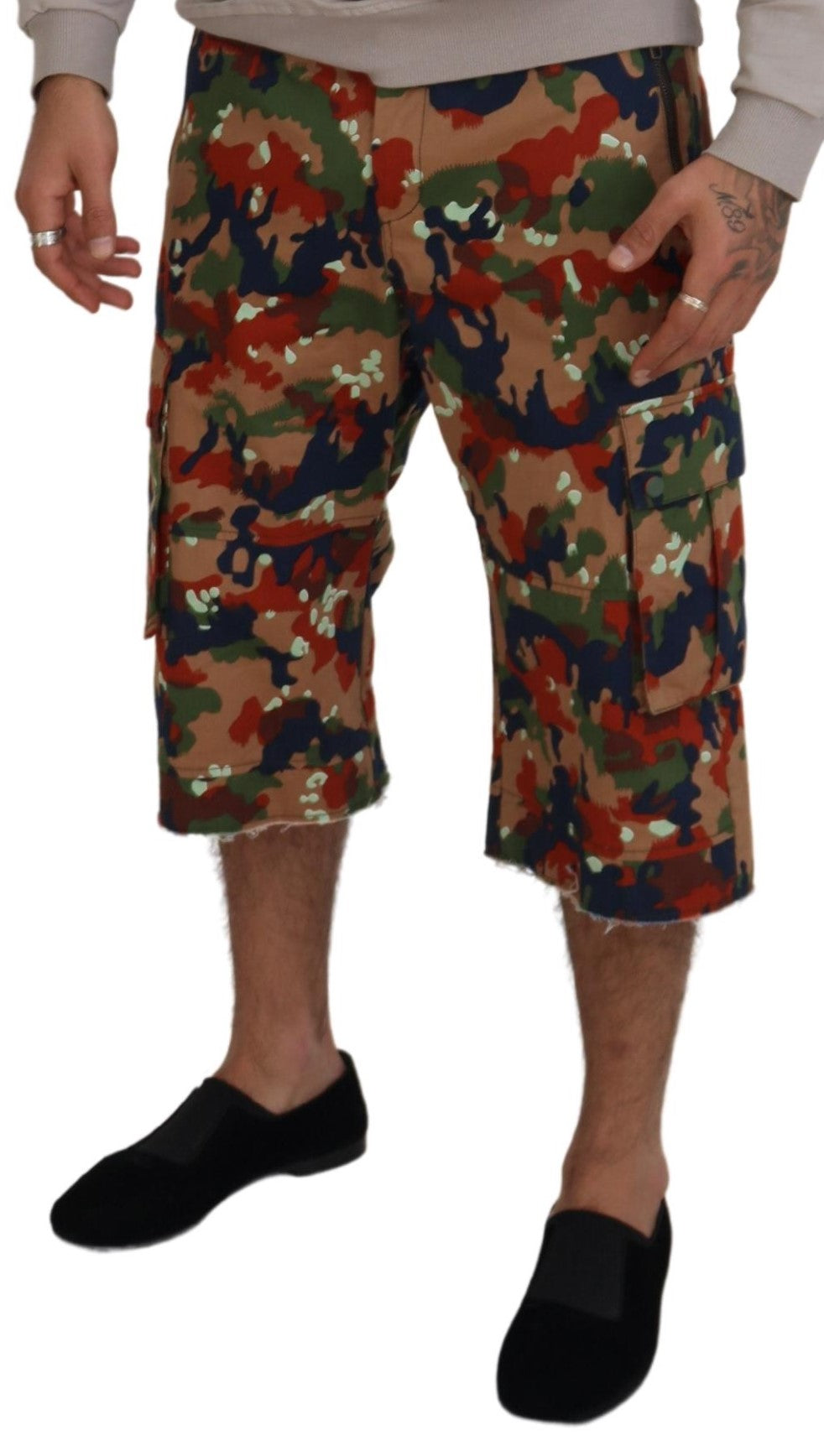 Dolce & Gabbana Multicolor Cotton Camouflaged Cargo Shorts