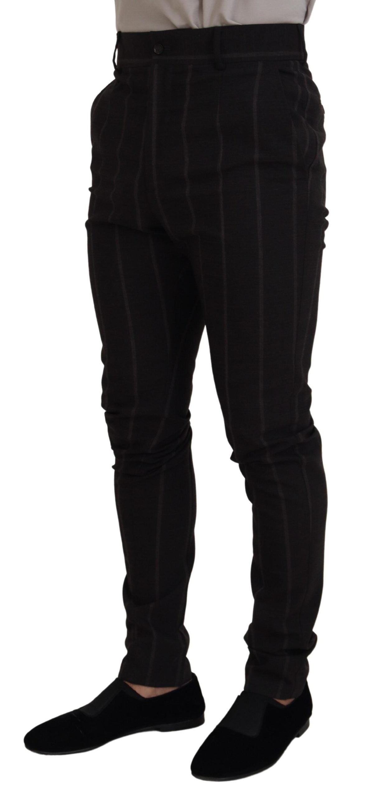 Dolce & Gabbana Black Wool Chino Formal Men Pants