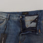 Dolce & Gabbana Blue Cotton Tattered Straight Fit Denim Jeans