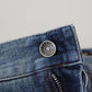 Dolce & Gabbana Blue Cotton Tattered Straight Fit Denim Jeans