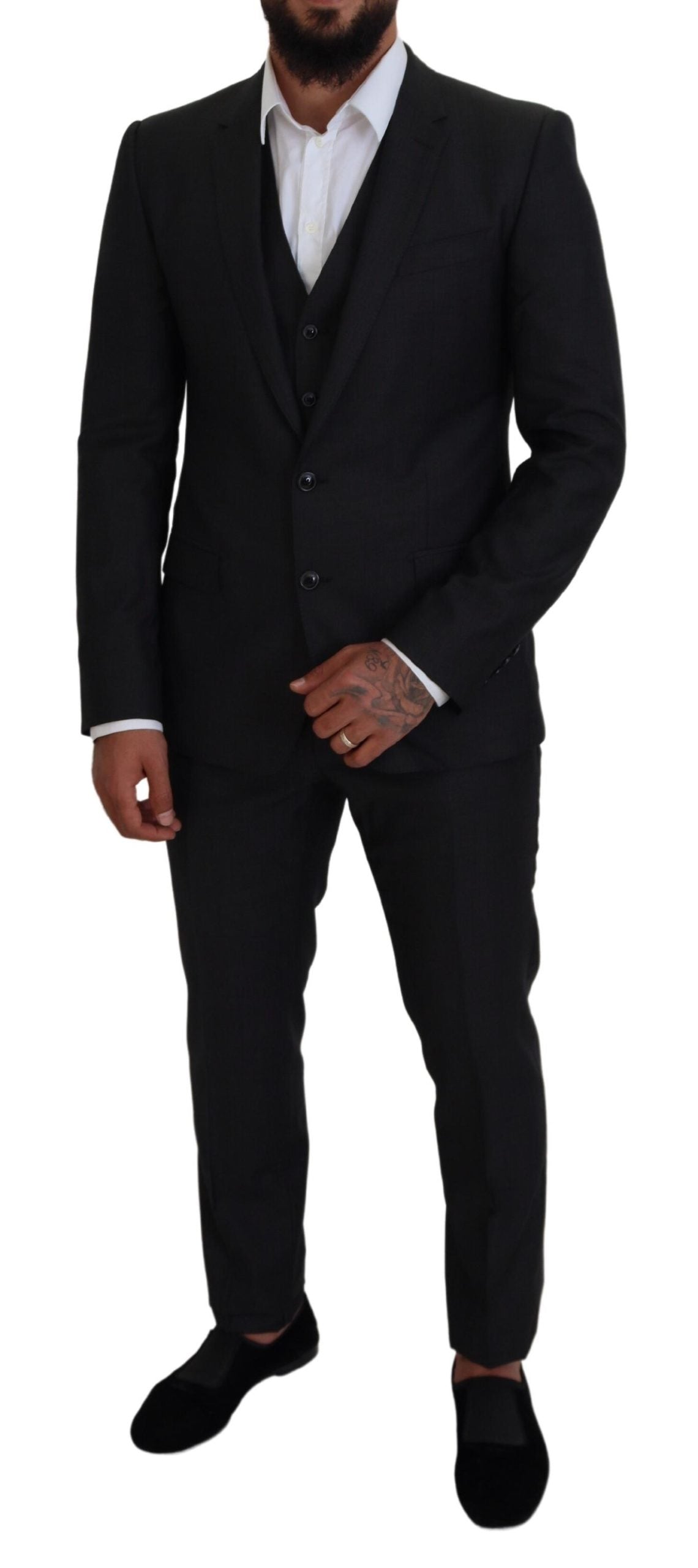 Dolce & Gabbana Gray MARTINI 3 Piece Slim Fit Suit