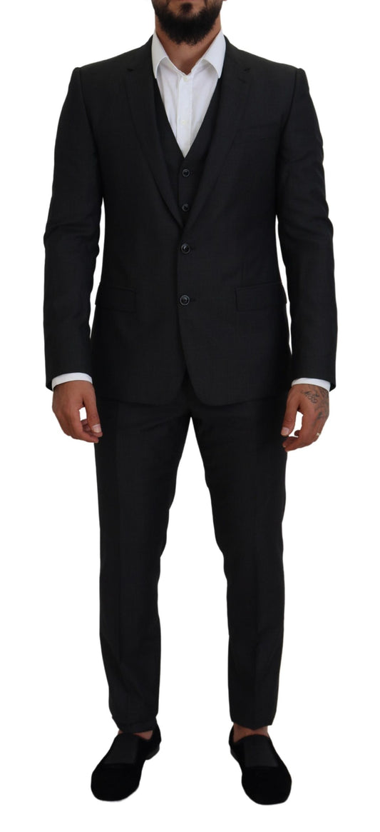 Dolce & Gabbana Gray MARTINI 3 Piece Slim Fit Suit