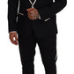 Dolce & Gabbana Black Wool White Silk Slim Fit Suit