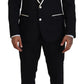 Dolce & Gabbana Black Wool White Silk Slim Fit Suit